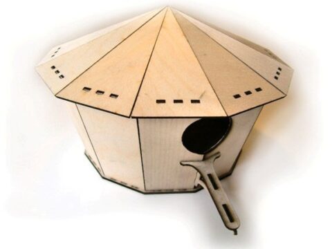 Laser Cut Bird House 2mm Plywood DXF File