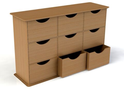 Laser Cut Dresser With Drawers 3mm DXF File