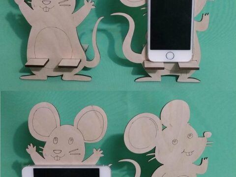 Mouse Mobile Phone Holder Creative Laser Cutting Template Free Vector