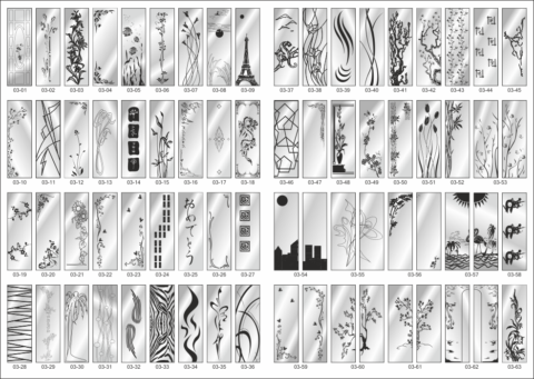 Custom Glass Sandblasting Designs Collection Free Vector