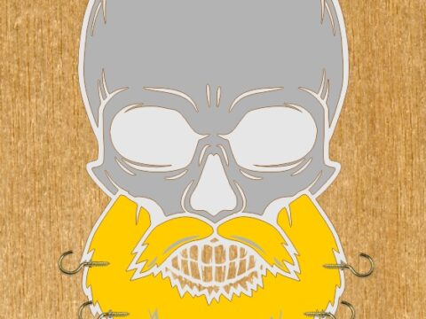 Laser Cut Skull With Beard Wall Hanger Free Vector