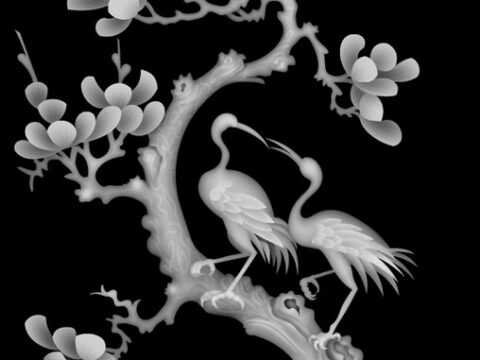 Tree and Bird Grayscale Picture BMP File