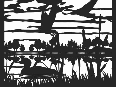 30 X 36 Ducks Geese Lake Smoothed Plasma Art DXF File