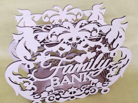 Laser Cut Decor Family Bank Money Box Piggy Bank Free Vector