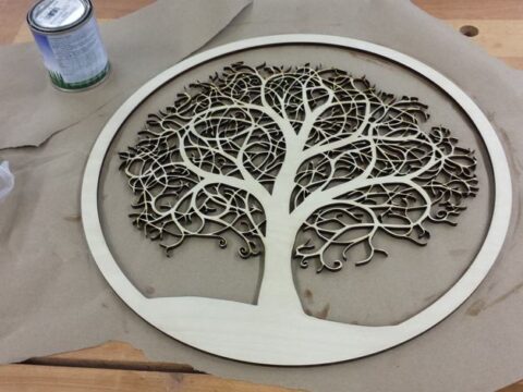 Laser Cut Tree in Circle Free Vector