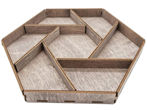 Laser Cut Wooden Hexagon Serving Tray With Unique Designed Compartments Free Vector