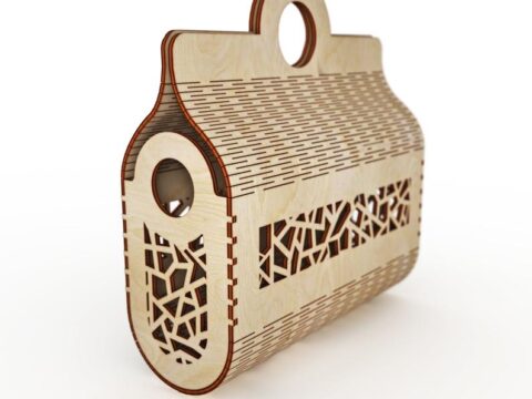 Laser Cut Wooden Handbag Clutch Bag Plywood Fashion Women Bag Free Vector