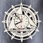 Laser Cut Ships Wheel Wooden Nautical Wall Clock Free Vector
