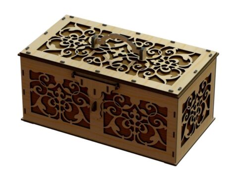 Laser Cut Decorative Box With Handle And Lock Free Vector