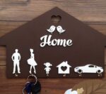 Laser Cut Home Shaped Wooden Key Holder Personalized Key Hanger Free Vector