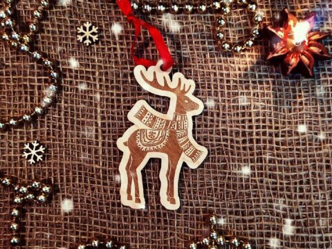 Laser Cut Engraved Christmas Animal Ornament Reindeer Decor Free Vector