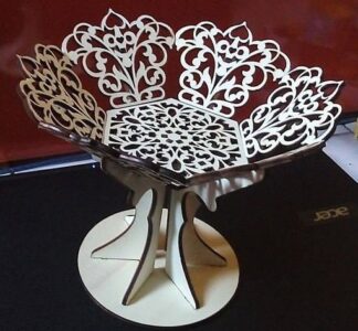 Laser Cut Wooden Fruit Bowl Candy Basket With Stand Free Vector