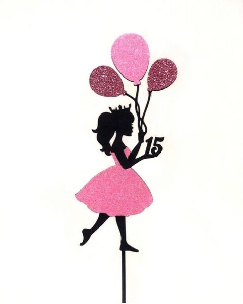 Laser Cut Princess Cake Topper Hot Air Balloon Girl Birthday Cake Decor Free Vector