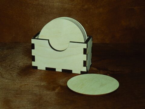Laser Cut Napkin Holder Napkin Box With Coasters Free Vector