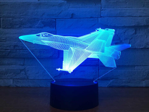 Aircraft Jet Model Airplane 3d Night Light Desk Lamp Laser Cut Acrylic Template Free Vector