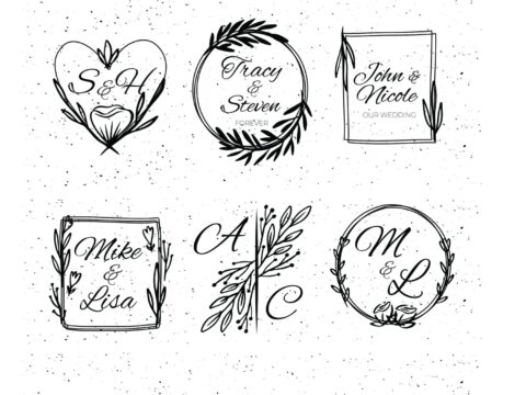 Laser Engraving Leaf Wreaths With Initial Free Vector