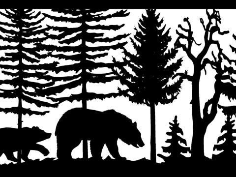 30 X 48 Two Bears Trees Plasma Art DXF File