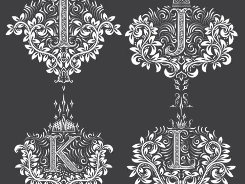 Fancy Floral Letters Free Vector