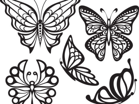 Set Of Butterfly Tattoos Free Vector