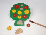 Laser Cut Simple Apple Peg Puzzle Wooden Toy For Preschool Early Learning Free Vector