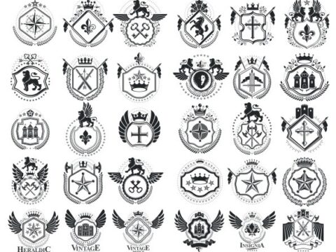 Template of Heraldic Emblems Free Vector