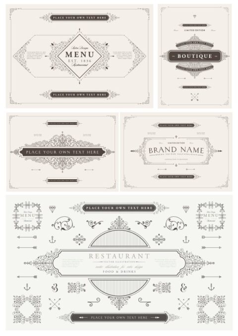 Vector Decorative Frame Set Elegant Elements Free Vector