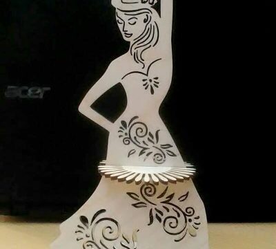 Laser Cut Napkin Holder Dancer with a Fan Template Free Vector