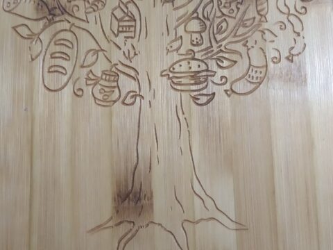 CNC Router Engraving Tree On Food Cutting Board DXF File