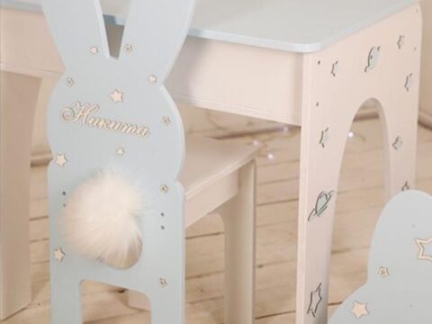 Laser Cut Rabbit Chair Bunny Chair Nursery Furniture for Kids Free Vector