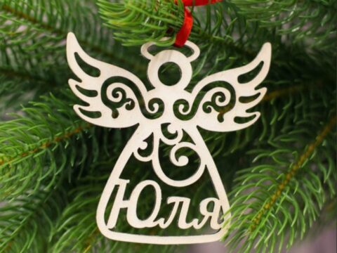Laser Cut Christmas Tree Pendant Angel Free Vector