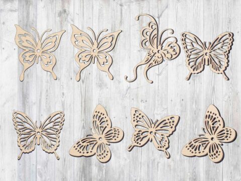 Laser Cut Wooden Butterfly Cut Outs Free Vector
