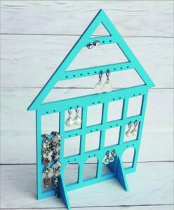 Laser Cut Wood Earring Stand Earring Holder Jewelry Display Stand Free Vector