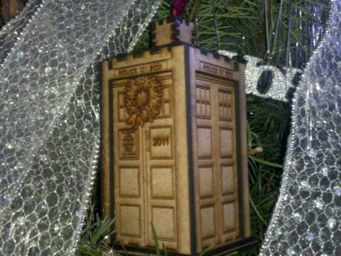Laser Cut Doctor Who Tardis Christmas Tree Ornament Free Vector