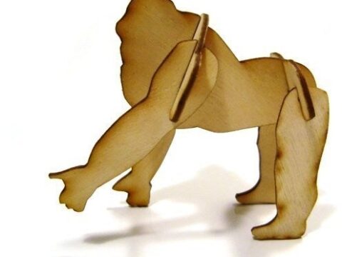 Laser Cut 3D Puzzle Gorilla 1mm Plywood DXF File