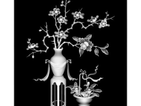 3D Grayscale Image Vase BMP File