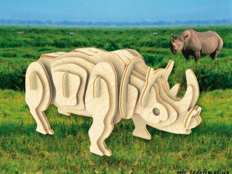 Rhino 3D Puzzle Laser Cut CNC Plans Free Vector