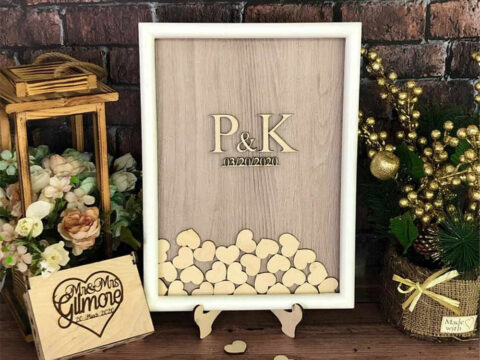 Laser Cut Wedding Guest Book Drop Box With Hearts Free Vector