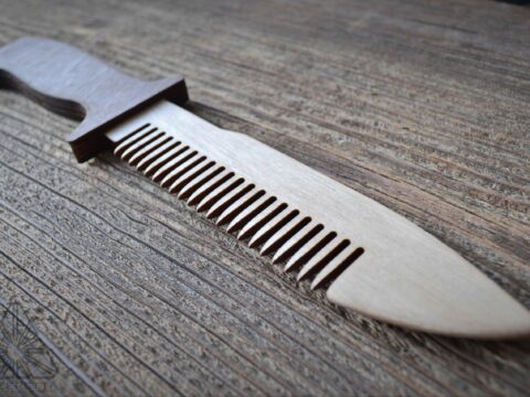 Laser Cut Wooden Knife Comb Free Vector