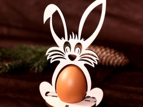 Laser Cut Easter Eggs Rabbit Stand Free Vector