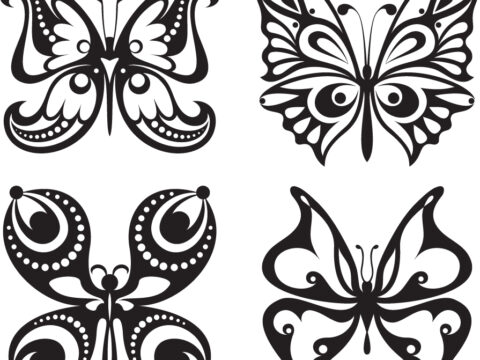 Set Of Tattoo Butterfly Vector Free Vector