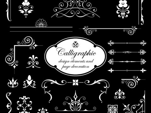 Calligraphic Design Elements And Page Decoration Free Vector