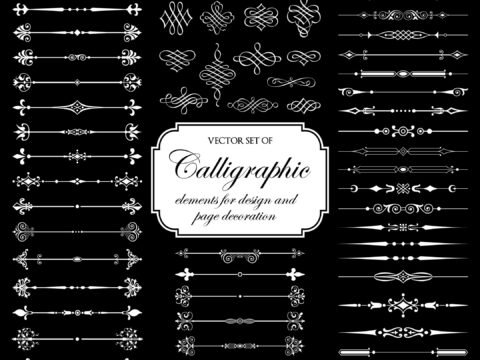 Vector Set Of Calligraphic Elements Free Vector