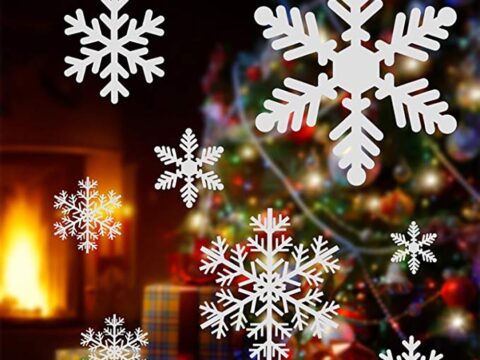 Laser Cut Christmas Window Clings Snowflakes Window Decals Stickers Free Vector