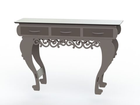 Laser Cut Table with Drawers Free Vector