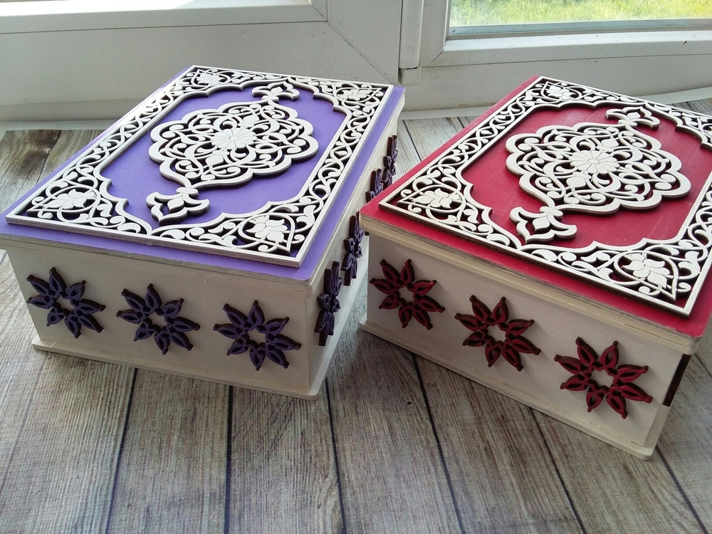 Laser Cut Decorative T Box Plywood 3mm Free Vector Arabic Cnc