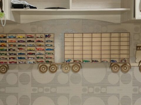 Laser Cut Wooden Truck Toy Car Storage Shelf 3mm Free Vector