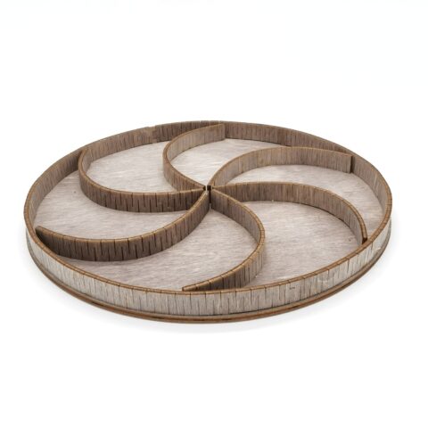 Laser Cut Wooden Round Decorative Tray With Sections Free Vector