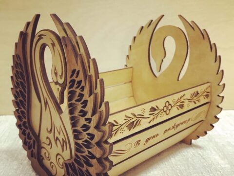 Laser Cut Swan Candy Bowl 4mm Free Vector