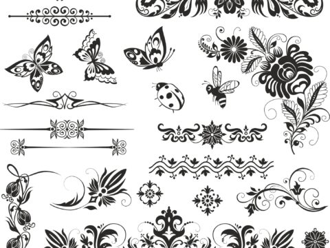 Ornaments Nsect Set Free Vector