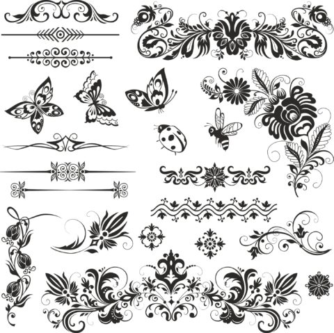 Ornaments Nsect Set Free Vector